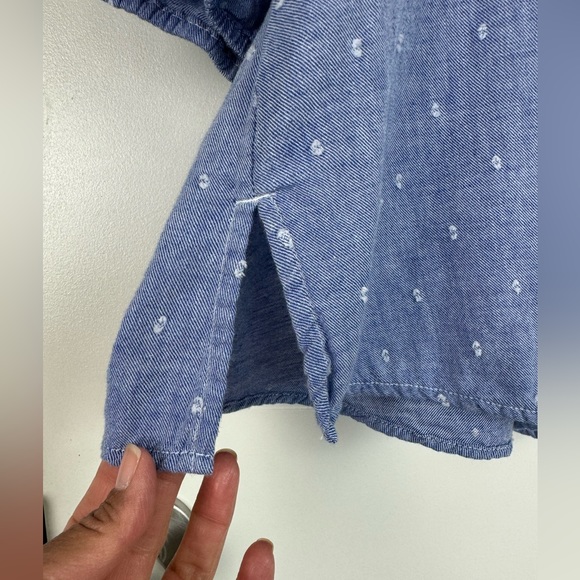 Lane Bryant Classic Split Neck 3/4 Sleeve Smock Blouse Chambray Size 26/28 - Picture 7 of 13